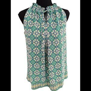 New with tags Max Studio sleeveless lined green print top, size XS.
